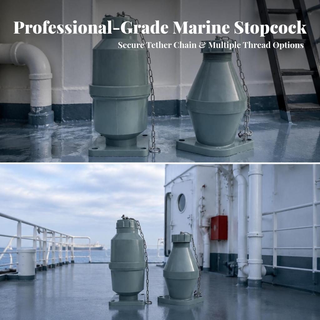 Marine Drainage Drain with Tethered Cap | Resistant Construction, Secure Threaded Connection, Boat
