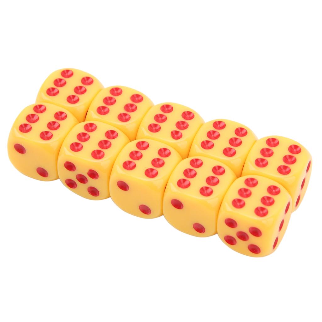 20Pcs 16mm Rounded Corner Dice 6 Sided Game Dice Set for Table Board Games Math Games Yellow Red Dots