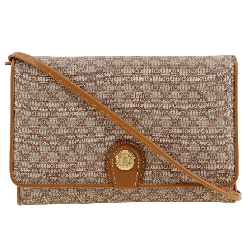 

CELINE Old Celine Shoulder Bag Macadam 2-way clutch beige PVC/leather Women Used
