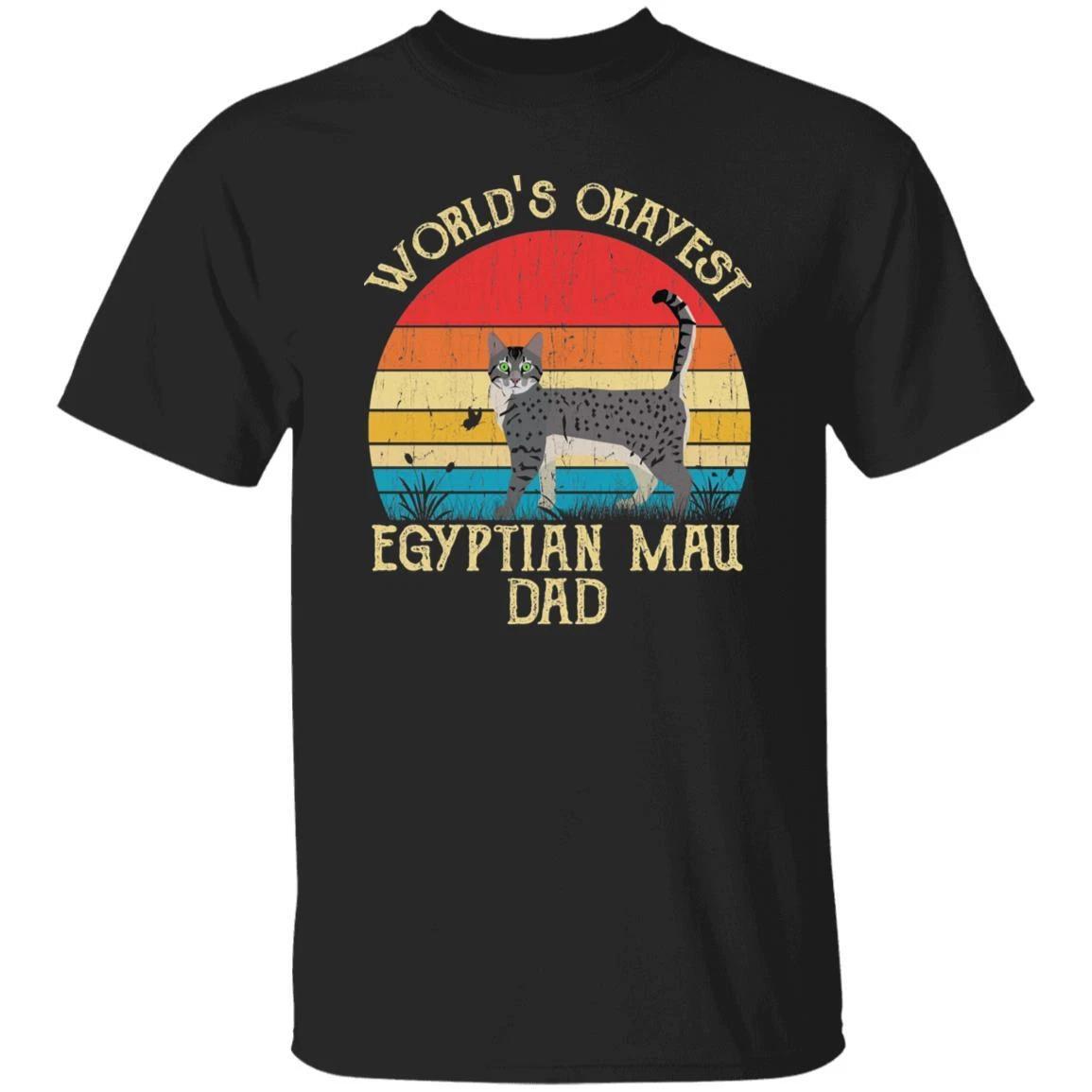 World s Okayest Egyptian mau dad Retro Style Unisex T-shirt Black Navy Dark Heat 2XL