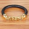 New Fashion Genuine Leather Bracelet Men Casual Classic Stainless Steel Bracelets Brand Wrap Charm Male Bracelets