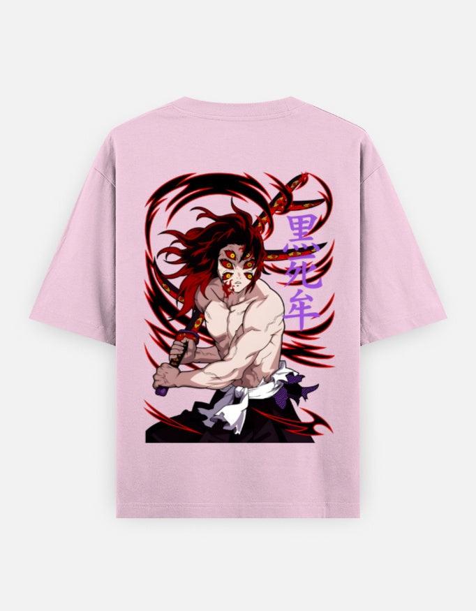2026 Summer Demon Slayer Black Dead Mou Printed Cotton Loose T-shirt, Anime Top Thread Blood Moon Member Printed T-shirt