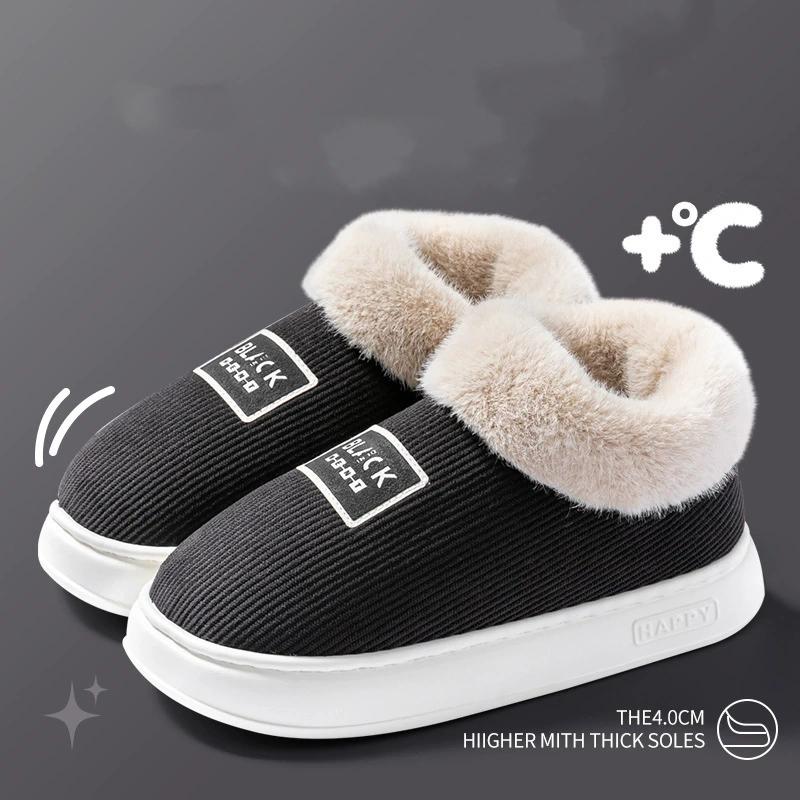 Super Warm Cotton Slippers for Winter Wear Plus Velvet Thickening All-inclusive Heel To Keep Out The Cold, Snow Boots for The Elderly, Fur Drag