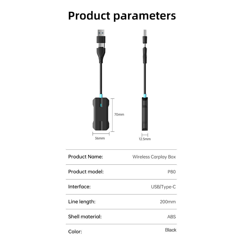 2 In 1 Wired To Wireless Carplay Auto Mini Box Dongle Wireless Auto Adapter USB Type C Plug & Play Player Car OEM Wired Carplay