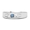 London Blue Topaz Three Stone Band Ring - 925 Sterling Silver