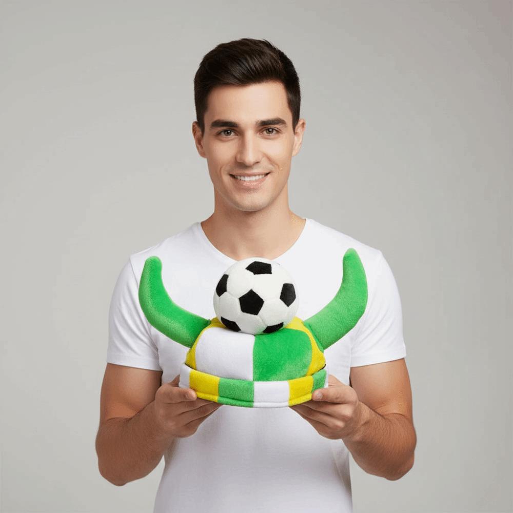 Velvet Carnival Hat Football Themed Colorful Soccer Hat Sports Style Fully Enclosed Festive Party Cap