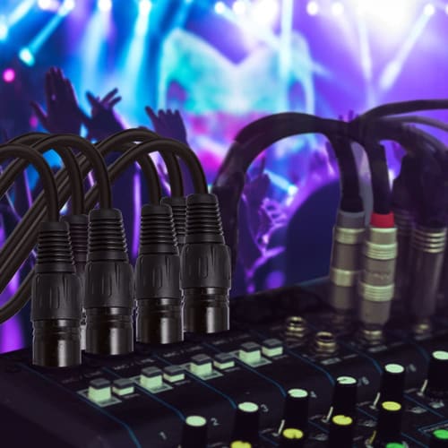 Juspins 1M/3.3ft XLR Cable DMX Stage Light Cable with 3-Pin XLR Male to Female Plug Black PVC Jack for Moving Head Lights, Spotlights, Par Lights, Mic