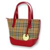 Used BURBERRY Handbag canvas/leather Red beige Nova Check