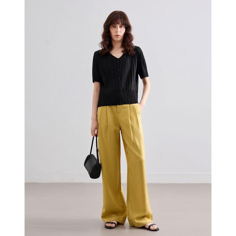 Demana Women's Linen-Lyocell Blend Wide-Leg Pants