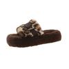 2025 Autumn and Winter New Leopard Print Bag Head Half Slippers Women's Thick Bottom Home Lazy Warm Versatile Outer Wear Mao Mao Shoes Tide