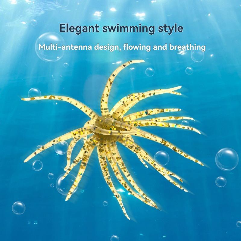 4Pcs Floating Sea Urchin Soft Lure Tentacle Creature Lure TPR Finesse Bait Brown