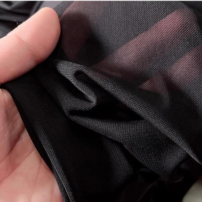 Wide 150cm Nylon Mesh Fabric Spandex High Elastic Dense Black White for DIY Sewing Lace Shirt Stockings