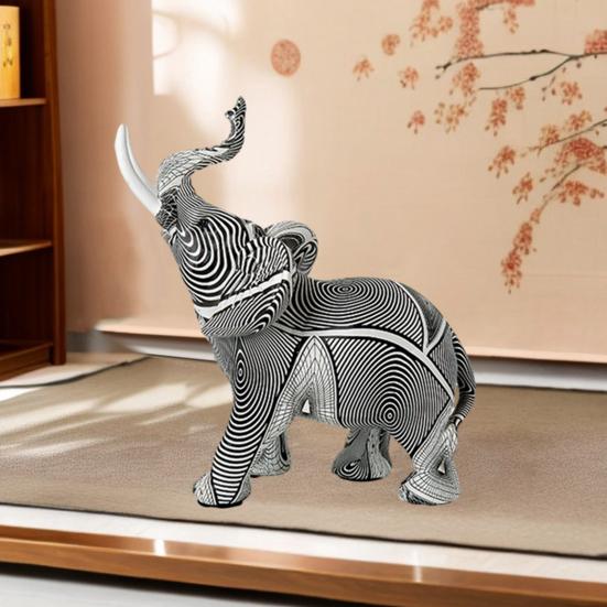 Creative Elephant Shape Statue Graffiti Pattern Good Luck Figure Synthetic Resin Display Mold Office Decor