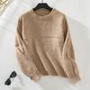 Solid Color Loose Pullover Sweater Vintage Autumn Winter Top Long Sleeve O Neck Knitwear