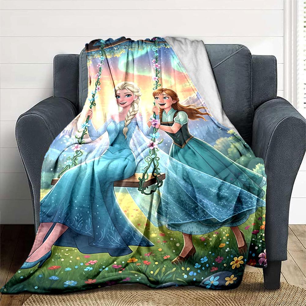 1pc Elsa Anna blanket Lightweight Flannel Throw for Sofa Bed Travel Camping Livingroom Office Couch Chair
