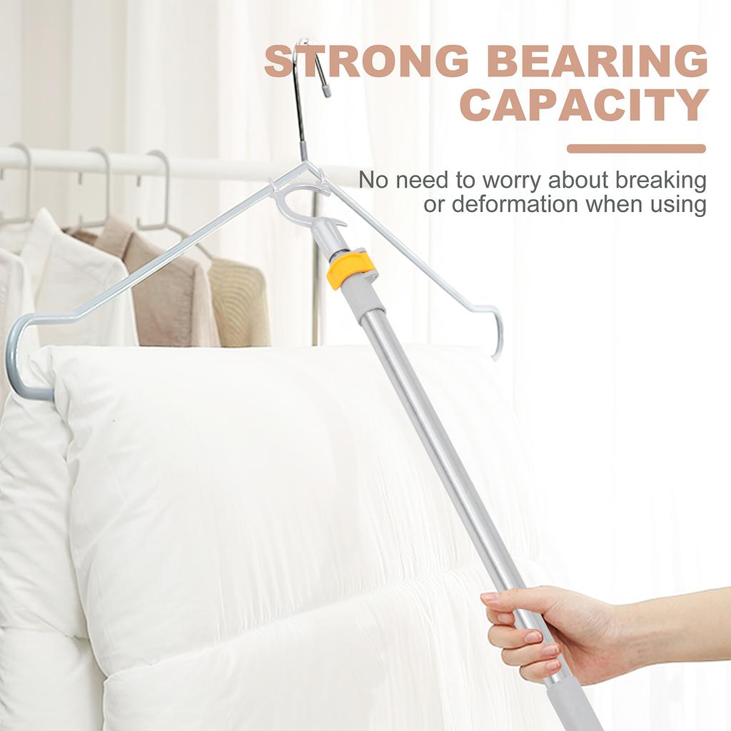 Retractable Clothes Rod Clothing Hanger Reach Pole Adjustable Lightweight Aluminum Reach Pole for Drying Clothes( Random Color )