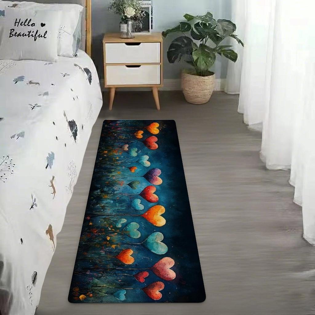 VIKAMA Colorful Heart Balloon Carpet Night Sky Grass Kitchen Rug Soft Doormat Rug For Bedroom Carpet For Live Room Bathroom Mat