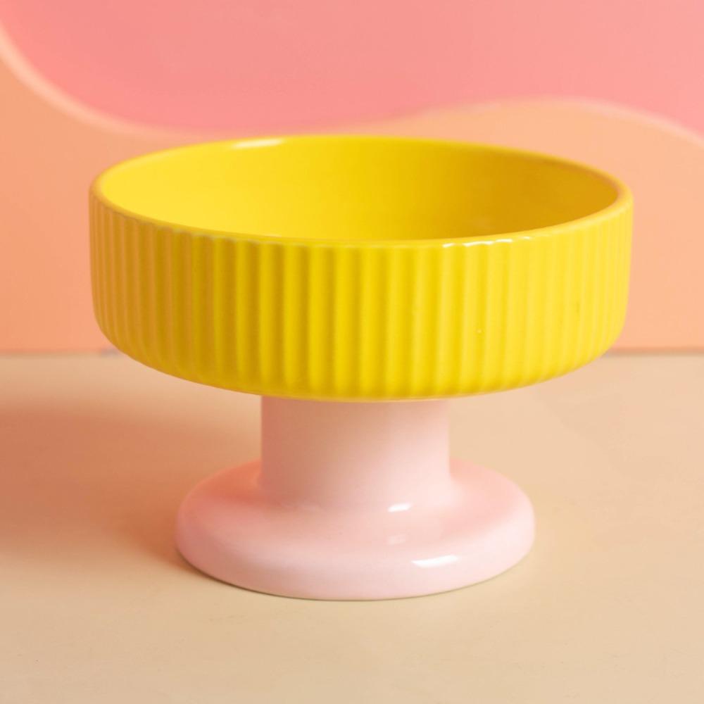 Cute Pet High Footed Cup Bowl Dopamine Color Pet Drinking Feeder Dog Food Feeding Basin Puppy