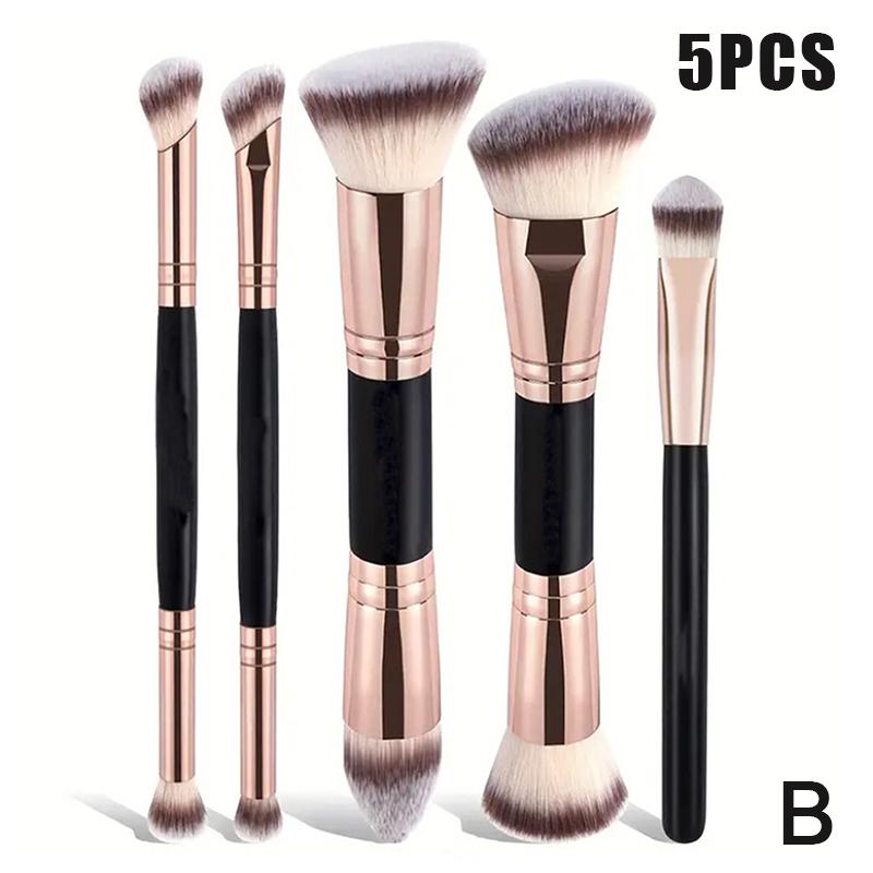 1/2/5Pcs Foundation Makeup Brush Double-Ended Flat/Angle Top Contour Brush For Beauty Blending Liquid Powder Concealer Cream