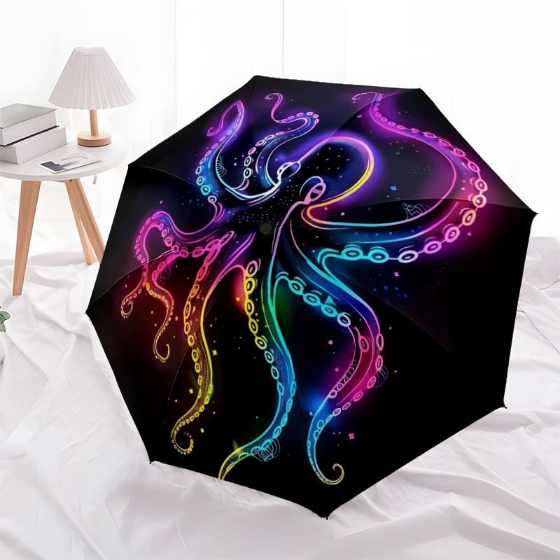 1pc Neon Octopus Automatic Open/Close Umbrella Compact Folding Umbrella, All-Season Portable Umbrella for Women/Men143