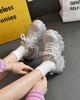 European station leather mesh breathable dad shoes women's 2025 spring and summer fashion thick-soled small height-increasing sports shoes