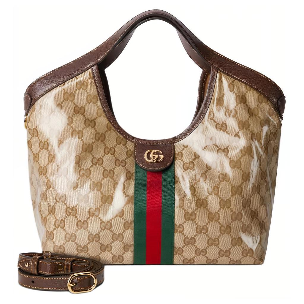 GUCCI Coated Canvas One Shoulder Handbag Small Women's Khaki & Dark Brown 860845-FAF1L-9653