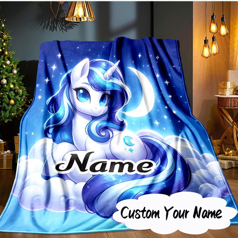 Custom Name Mythic Unicorn Dreams Blanket  Ideal Bedding Blanket Perfect for Travel, Camping, Living Rooms, Offices, Sofas, Fan Christmas gift