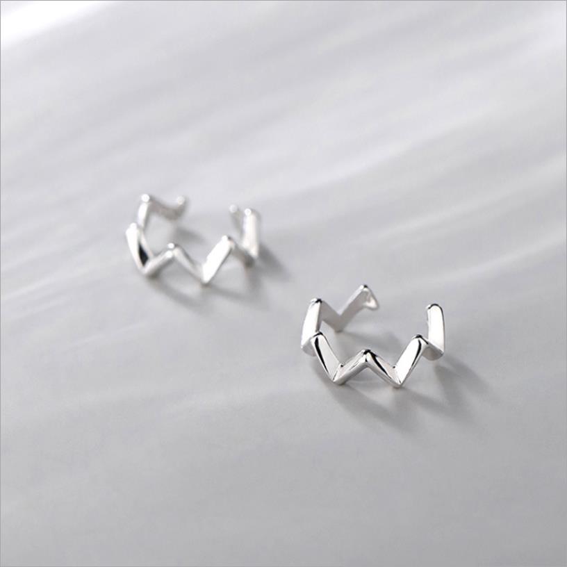 Fashion Wave Earrings Clip for Women Jewelry Trendy S925 Sterling Silver Earring Girl None Hole Ear Accessories Female Lady Gift