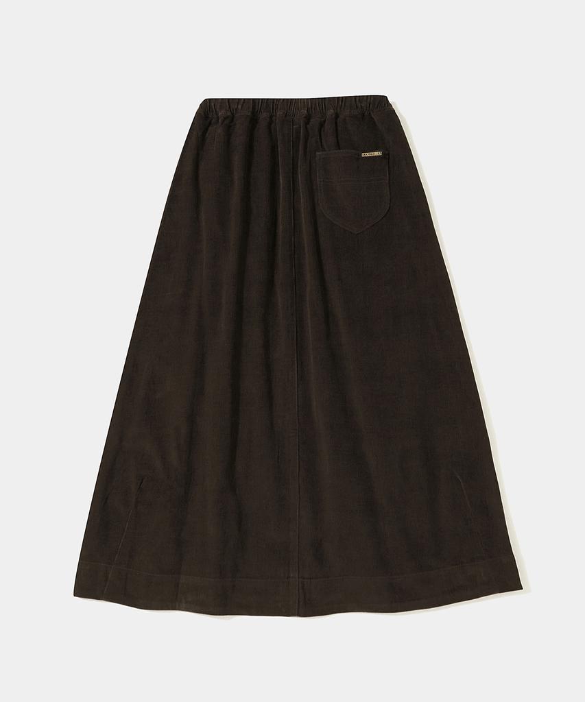 COLUMBIA UNIVERSITY Trajan Label All-Round Corduroy Pleats Long Skirts_Brown