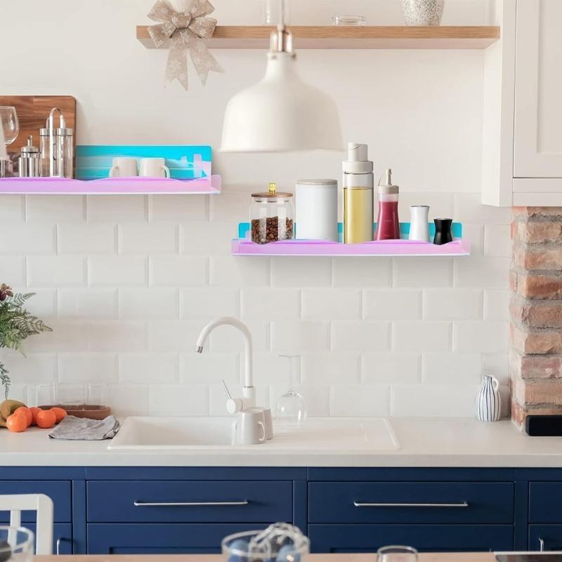 4Pcs Multipurpose Acrylic Wall Rack Bright Color Rack for Home Organization