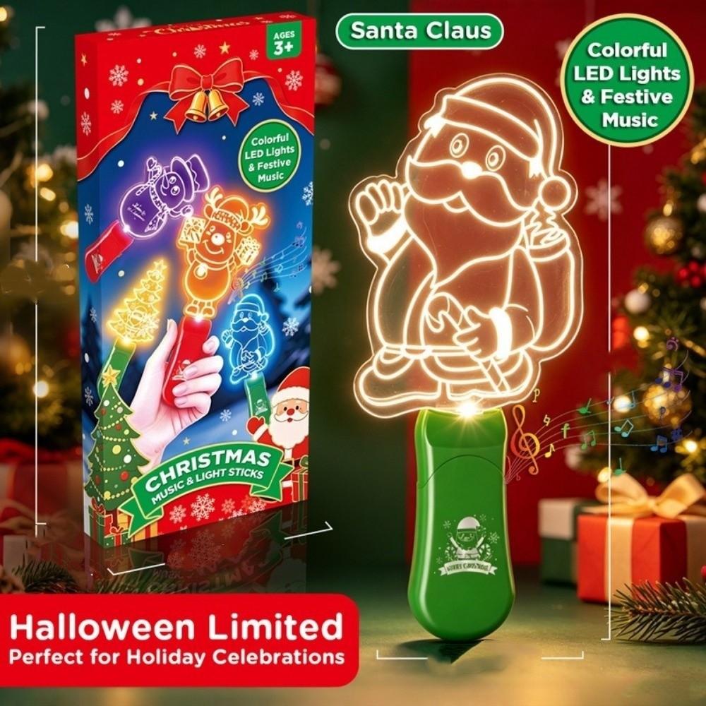 Halloween Lamp LED Glow Sticks with Sound Santa Claus Mini Handheld Night Lights Christmas Party