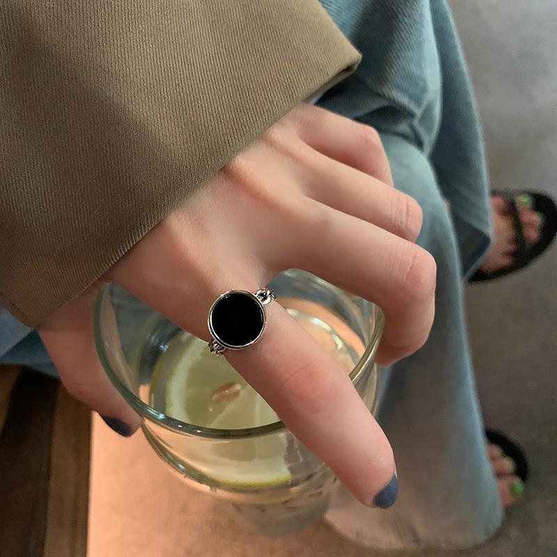 Trendy Geometric Oval Ring for Women - Korean  Japanese Retro Open Design Adjustable Opening