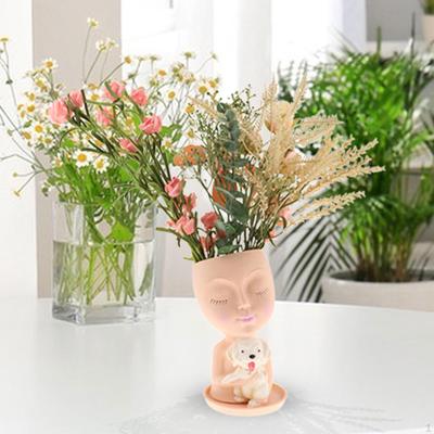 Charming Girl Head Sculpted Planter for Indoor And Outdoor Use
