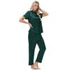 Shirt Ice Silk Pajamas Satin Suit Short Sleeve Long Pants Ladies Home Clothes