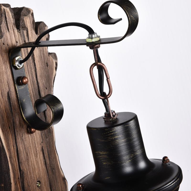 Vintage Amerikanischer Stil Wandlampe Holz Eisen Glas Schwarz Bed and Breakfast Hot Pot Restaurant Nostalgie Industrieller Stil Café E27