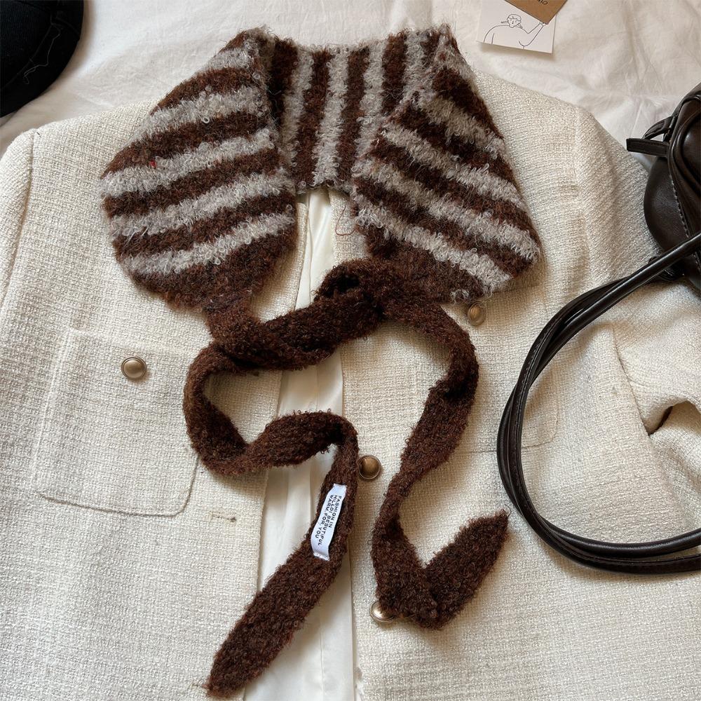 

Stripe Pattern Stripe Knitted Scarf Warm Material Korean Style Neckband Wool Shawl Winter Wear коричневий