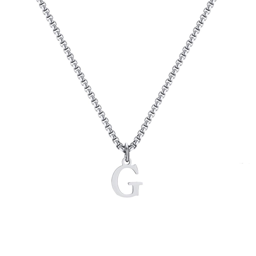 Fashion Letters A-Z Pendant Necklace for Men Women, Stainless Steel English Alphabe Chain Necklace,Fashion Punk Jewelry Men Gift