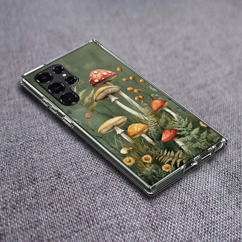 Colorful Mushroom Phone Case For Samsung Galaxy S24 S23 S21 S20 FE S22 S26 Ultra S25 Edge S10 Plus Cover Clear TPU Capa Shell Co
