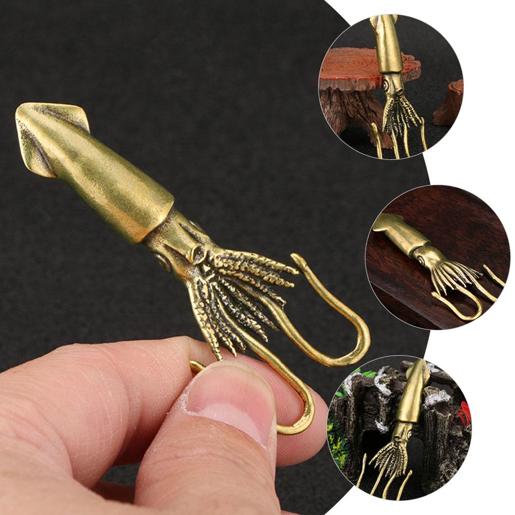Calamar Ornament Sculptură de cupru Decor Alamă Delicat Artizanal Figurină Vintage Sufragerie Birou