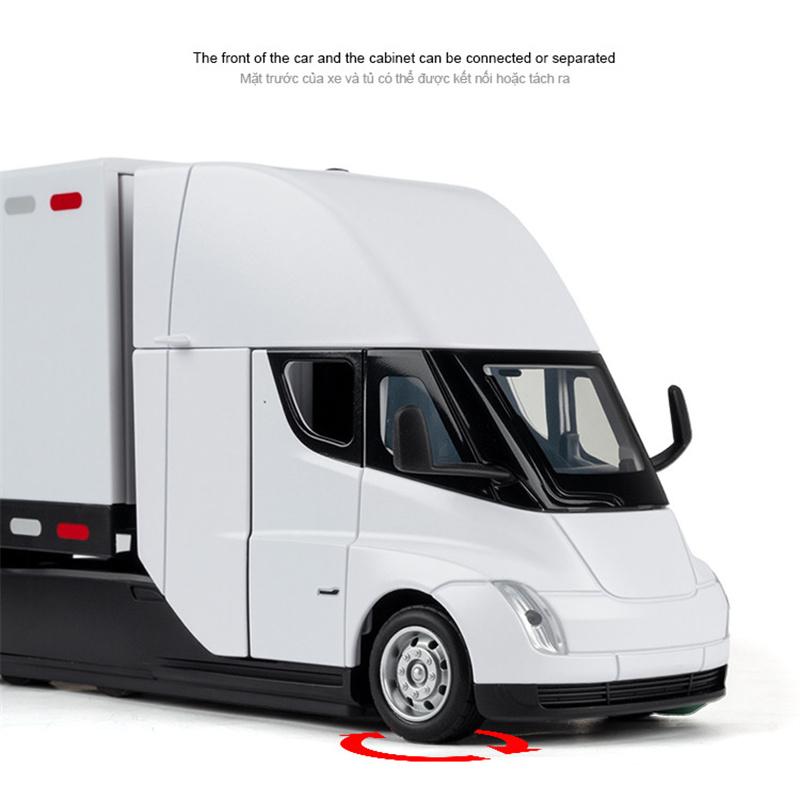 1:32 Lega Semi Elettrico Semi Rimorchio Camion Testa Auto Modello Diecast Container Trasporto Camion Veicoli Auto Modello Suono Luci Giocattoli