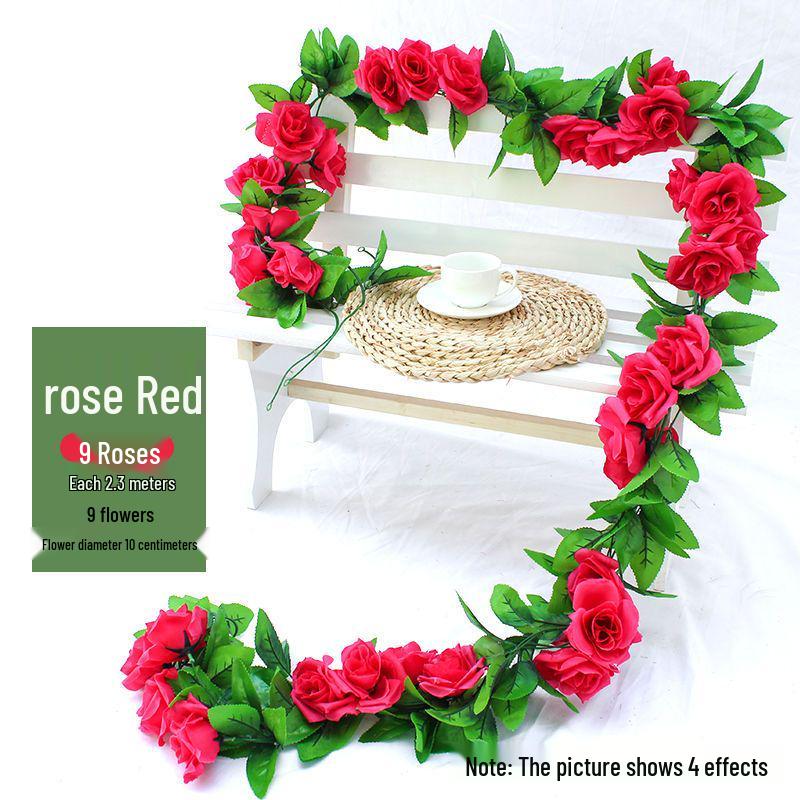 Artificial Rose Vine Garland for Air Conditioning Pipe Decoration
