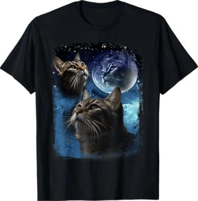 Katzen heulen den Mond an Lustiges Vintage Drei Katzen heulen Wolf Meme T-Shirt