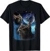 Katzen heulen den Mond an Lustiges Vintage Drei Katzen heulen Wolf Meme T-Shirt