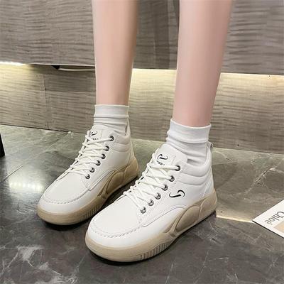 2025 Autumn and Winter New Platform Sports Shoes Women's Versatile Running Breathable Fashion Casual High-top Single Shoes White Shoes Women