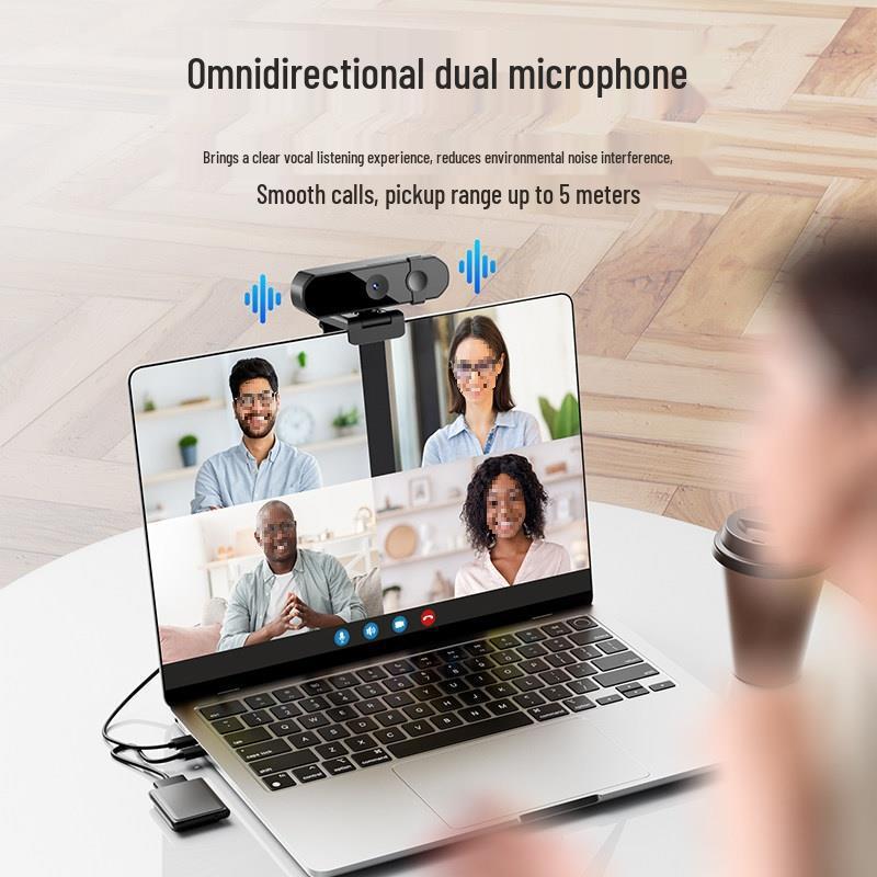 HD Webcam with Microphone & Privacy Cover for Online Classes, Laptops, Desktops, and Beauty Applications