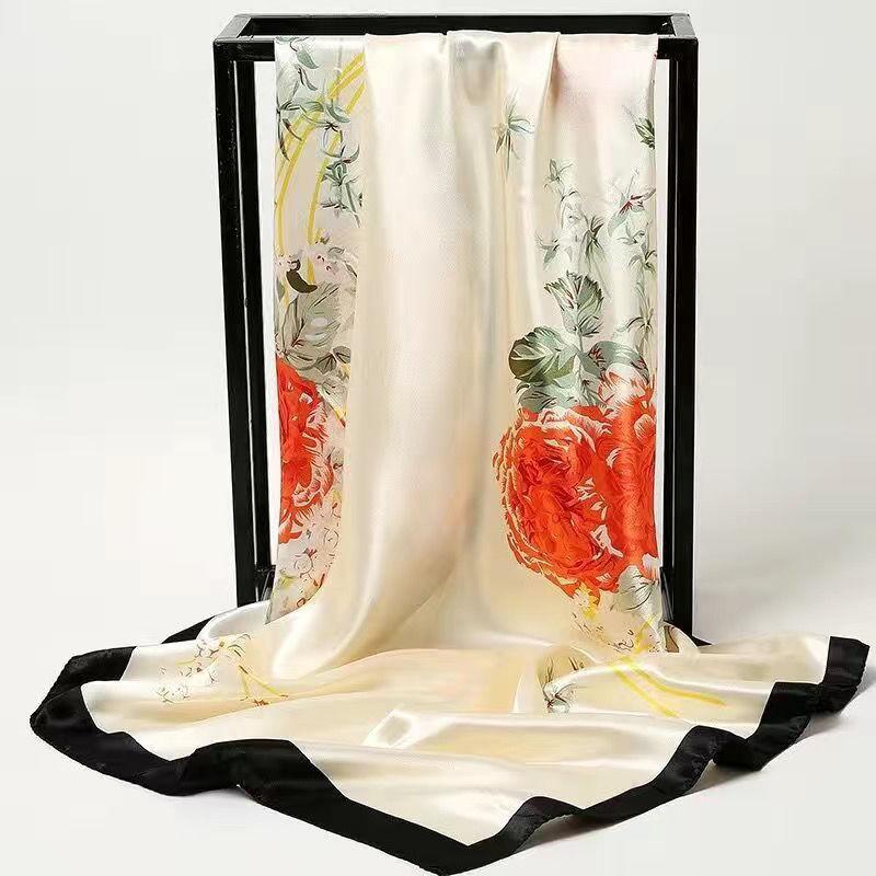 Women's Versatile Sunscreen Shawl with Large Square Scarf Thin Gauze Scarf Silk Scarf As A Gift