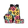 Animal Texture Print Three Piece Backpacks Set for Boy and Girls Best Gifts 2D Flat Cartoon School Bag for Children