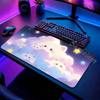 Anime Mouse Pad Gaming Desk Mat Cute Kawaii Cat Extended Large Mousepad NonSlip Rubber Base Stitched Edge For Gamer PC Laptop