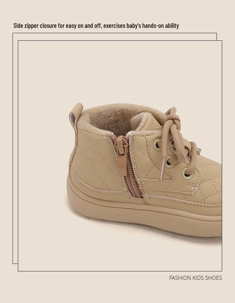 Boys' Ankle Boots: Soft Sole Toddler Shoes, Plush Lined for Autumn/Winter. Warm Cotton Snow Boots for Infants & Little Kids.
