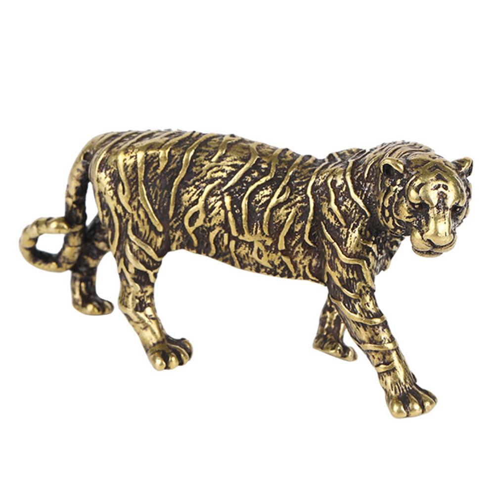 

Vintage Style Brass Figurines Statue Featuring For Tiger Handmade Copper Miniature Decorative Model for Home Display China Mainland